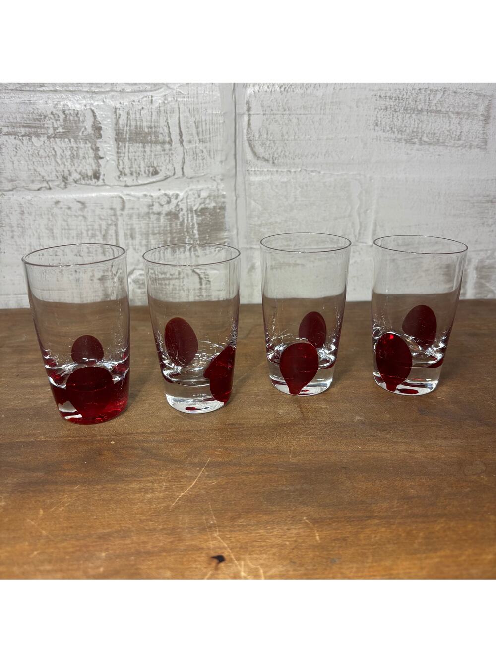 Pier 1 Imports Red Drip Dot Shot Glasses Set of 4